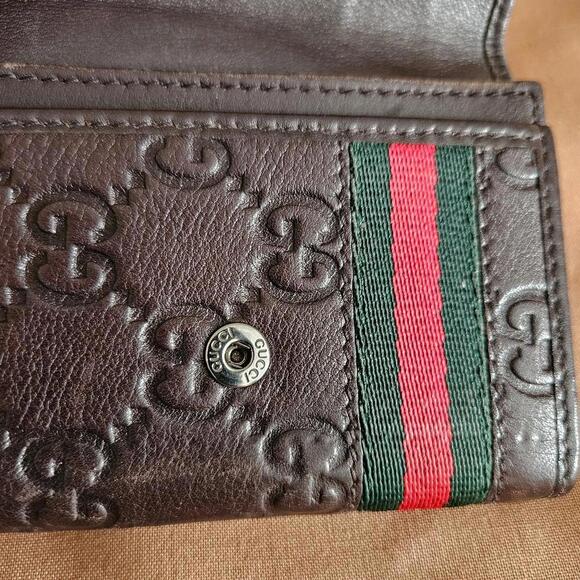 Men's Gucci GG Brown Leather Bifold Card Wallet. - Picture 4 of 10